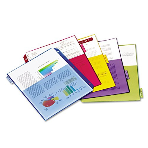 Cardinal 84003 Poly 2-Pocket Index Dividers- Letter- Multicolor- 5-Tabs/Set- 4 Sets/Pack