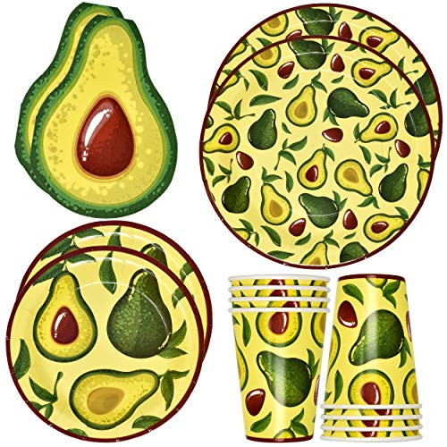 Avocado Fruit Party Supplies Tableware Set 24 9" Paper Plates 24 7" Plate 24 9 Oz Cups 50 Lunch Napkins for Mexican Mayo Fiesta Taco Tropical Green Avocados Guacamole Disposable Birthday Dinnerware Avocado Fruit Party Supplies Tableware Set 24 9" Paper Plates 24 7" Plate 24 9 Oz Cups 50 Lunch Napkins for Mexican Mayo Fiesta Taco Tropical Green Avocados Guacamole Disposable Birthday Dinnerware