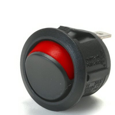 Black Off / On 10 Amp Round Rocker Switch Has Red Edge To Indicate On With Tab Terminals