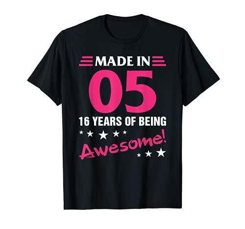 Made in 2005 Sweet 16 Awesome 16th Birthday Tee Sixteen Bday T-Shirt