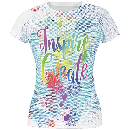 Inspire and Create Half Tone Paint Art All Over Juniors T Shirt Multi SM