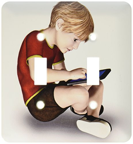 3dRose lsp-62990-2 Boy Using a Tablet Double Toggle Switch