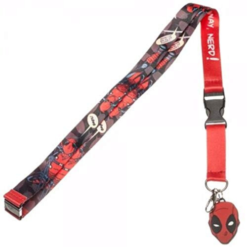 Dead-Pool Character ID Holder Lanyard Keychain w/Logo Charm