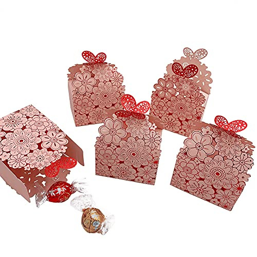 Party Favor Boxes Flower Butterfly Candy Boxes Laser Cut Candy Boxes Pink Gift Boxes for Wedding Bridal Shower Anniverary Birthday Party -20 PCS- Party Favor Boxes Flower Butterfly Candy Boxes Laser Cut Candy Boxes Pink Gift Boxes for Wedding Bridal Shower Anniverary Birthday Party -20 PCS-
