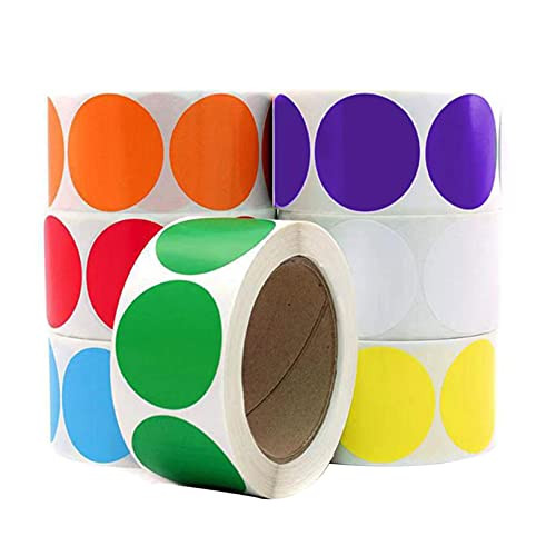 Round Color Coding Circle Dot Labels- 1 inch Round Shaped Colorful Stickers- 500 per Roll Solid Color Sticky Labels Set for Working/ Packaging -Blue-