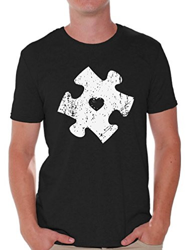 Awkward Styles Autism Puzzle Shirts for Men Autism Awareness Gifts for Him Black 2XL
