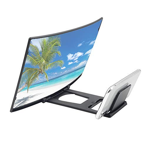 SPRINGHUA 12 inch Mobile Phone 3D Screen Video Magnifier Curved Enlarged Smartphone Movie Amplifying Projector Stand Bracket