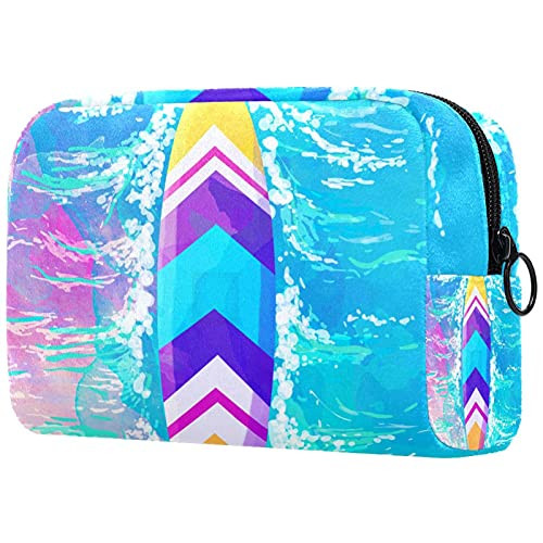 Colored Watercolor Surfboard Portable Makeup Bags Printed Cosmetic Bag-Cosmetic Bag for Women Travel Cosmetic Bag Makeup Pouch Bag Toiletry Bag
