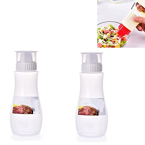 2Pcs Porous Salad Dressing Bottle-Ketchup Bottle Dispenser with Cap-Premium ?Plastic Condiment Squeeze Squirt Bottles for Sauces- Paint -Oil- Condiments -Salad Dressings -White-