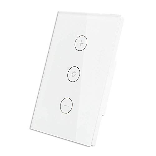 Smart WiFi Dimmer Light Switch, Glass Touch Panel Wireless Remote Control Anywhere Compatible with Alexa and Google Assistant Timing Function No Hub Required, work with Smart Life app