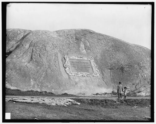 HistoricalFindings Photo: Tablet Rock-Pilgrims-New Plymouth Colony-Markers-Gloucester-Massachusetts-1907 HistoricalFindings Photo: Tablet Rock-Pilgrims-New Plymouth Colony-Markers-Gloucester-Massachusetts-1907