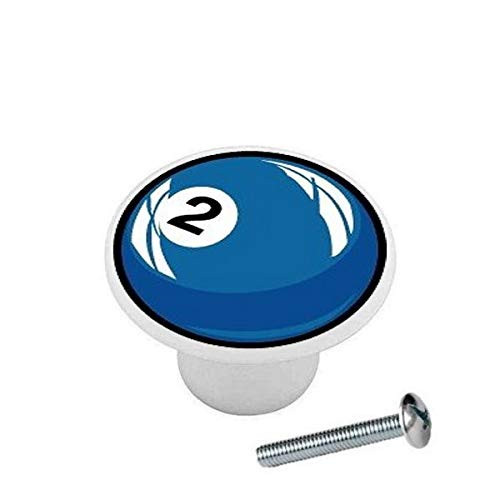SET OF 2 KNOBS - 2 Pool Ball - Billiard Balls - DECORATIVE Glossy CERAMIC Cupboard Cabinet PULLS Dresser Drawer KNOBS