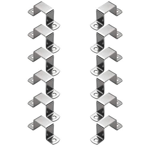 Heavy Duty Door Lock Security Holder Bracket for Door Closed Bar Holder Strut Channel U Shaped Connector Bracket 12 pcs -Small-