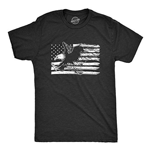 Mens Eagle Over Grunge Flag Funny T Shirts Vintage Cool Novelty Shirts USA T Shirt -Heather Black- - M