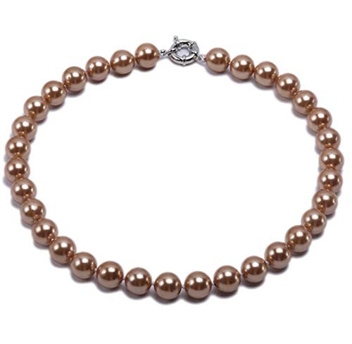JYXJEWERLRY Shell Pearl Necklace 12mm Light Coffee Round Seashell Pearl Gemstone Necklace for Women 18" JYXJEWERLRY Shell Pearl Necklace 12mm Light Coffee Round Seashell Pearl Gemstone Necklace for Women 18"