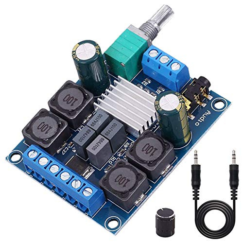 DAOKI TPA3116D2 Digital Amplifier Board Dual Channel 2x50W 5V 12V 24V Audio Stereo AMP High Power Digital Subwoofer Power Amplifier Board for Speakers with 3.5mm Jack Audio Cable- Knob Cap