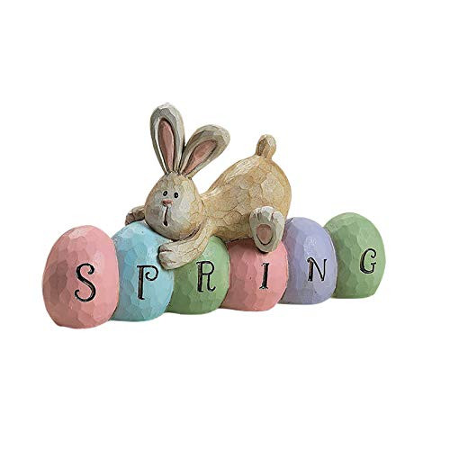 Acrylic Spring Easter Bunny Figurine Decor- Mr and Mrs Bunny Easter Egg Rabbit Figurine Statue Easter Bunnies Table Centerpiece Tabletopper Easter Decorations for Party Home Holiday Spring Decor