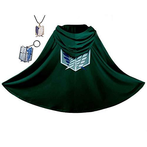 ManTong Attack on Titan Cloak Shingeki no Kyojin Cosplay Hoodie Scouting Legion Freedom Coat Wings of Liberty Cape Unisex -Small- Green