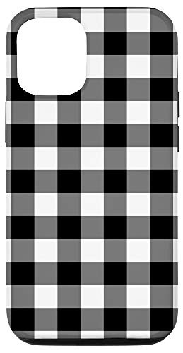 iPhone 12/12 Pro Black with White Gingham Buffalo Check Plaid Checkered Case