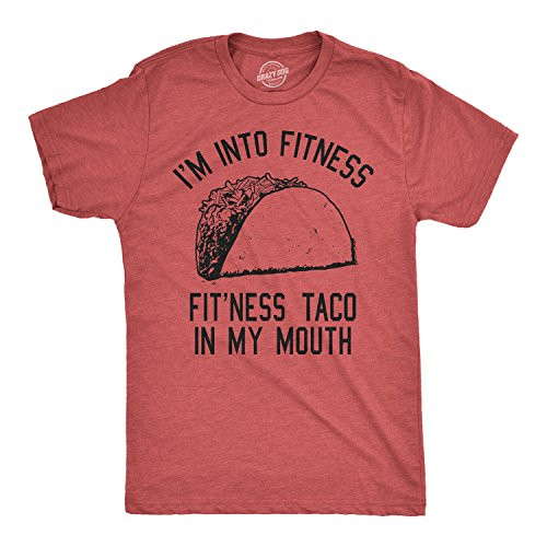 Mens Fitness Taco Funny T Shirt Humorous Gym Graphic Novelty Sarcastic Tee Guys -Heather Red- - XL