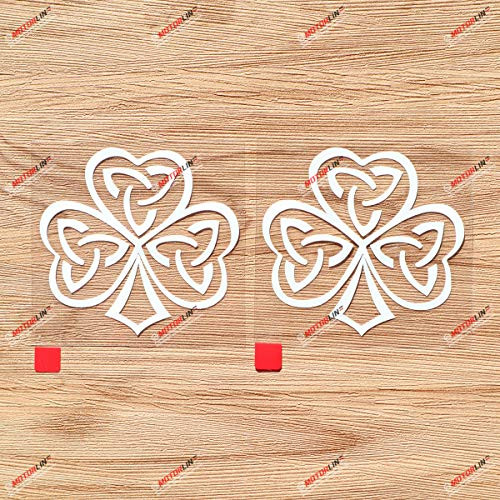 Irish Ireland Shamrock Celtic Knot Vinyl Decal Sticker - 2 Pack White- 3 Inches - No Background for Car Boat Laptop Cup 06080