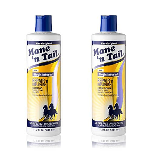 Mane n Tail Sulfate Free Repairn Replenish Gentle Cleaning and Replenishing System -11.2 Oz Each-