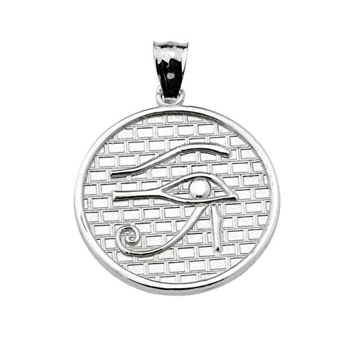 Egyptian Ankh Crosses Eye of Horus -13 Steps- Sterling Silver Round Charm Pendant