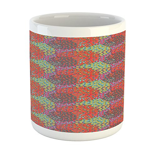 Lunarable Paint Mug- Abstract Foliage Design Ornamental Botany Pattern Spring Season Inspired Illustration- Printed Ceramic Coffee Mug Water Tea Drinks Cup- Multicolor