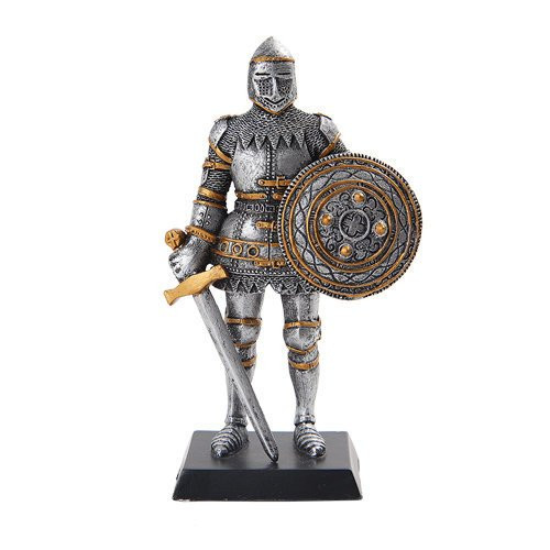 PTC 5 Inch Armored Medieval Knight with Sword and Shield Statue Figurine PTC 5 Inch Armored Medieval Knight with Sword and Shield Statue Figurine