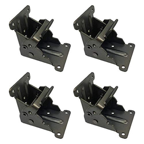 VintageBee 4 Pack Lock Extension Table Bed Leg Feet Steel Folding Foldable Support Bracket Screw -GunBlack-