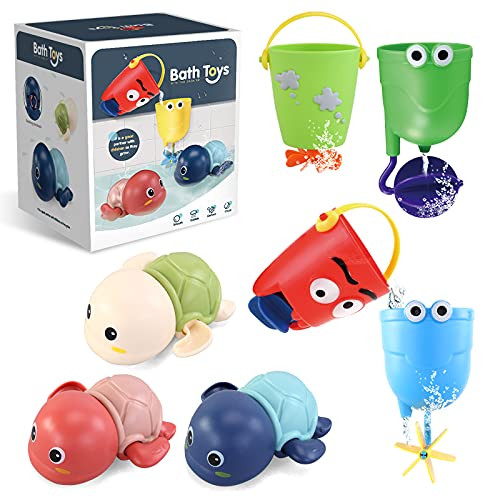 YOZEB 7pcs Set Bath Toys Turtle Toys for 1-5 Year Old Boy Girls Gifts Swim Pool Bath Toys for Toddler 1-3 Bathtub Toys for Baby Boy Birthday Gifts for 1-4 Year Old Boys Girls