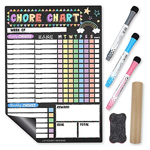 Chore Chart for Multiple Kids- 12x17 Magnetic Behavior Chart for Toddlers at Home- Dry Erase Chore Board for Frige- Reward Responsibility Chart for Kids Multiple Kids Adults Homeschool Supplies Chore Chart for Multiple Kids- 12x17 Magnetic Behavior Chart for Toddlers at Home- Dry Erase Chore Board for Frige- Reward Responsibility Chart for Kids Multiple Kids Adults Homeschool Supplies