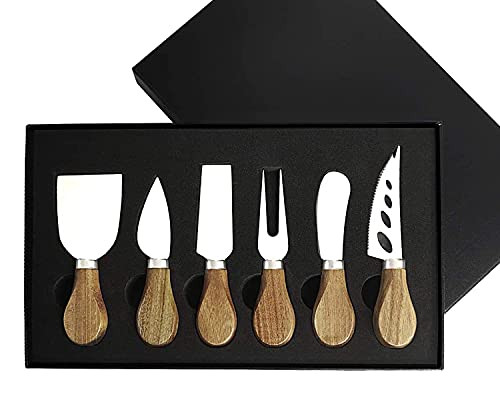 ONIPU Cheese Knives with Stainless Steel Handles and Cheese Slicer Cheese Cutter Cheese Fork-6-Piece Cheese Spreading Knife Sets for Charcuterie Boards-Cutlery Gift Set