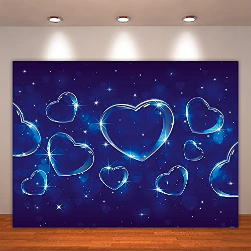 Crefelicid 7x5ft Blue Heart Backdrop 2000s Birthday Party Background for Newborn Kids Cake Table Photography Decorations