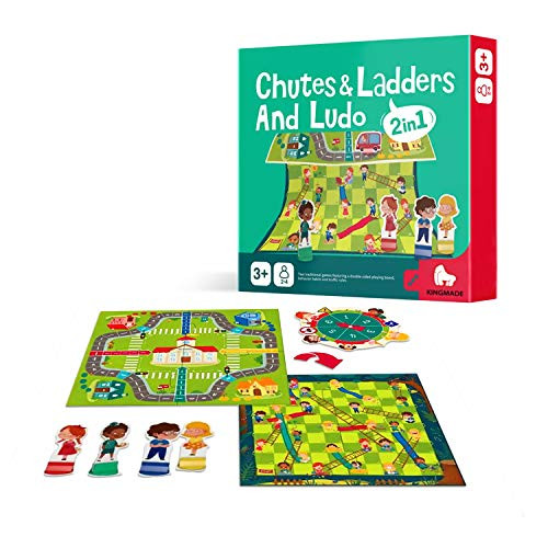 KingMade 2 in 1 Chutes and Ladders Board Game and Ludo Chess Board Game- Classic Board Games- Board Games Kids- Board Games for Family Night KingMade 2 in 1 Chutes and Ladders Board Game and Ludo Chess Board Game- Classic Board Games- Board Games Kids- Board Games for Family Night