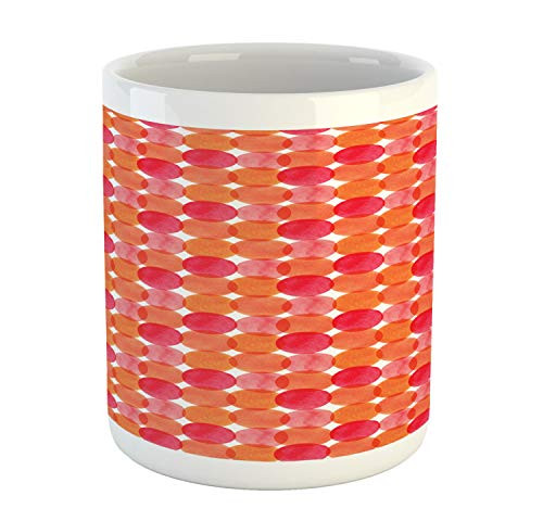 Lunarable Abstract Mug- Round Watercolor Paint Blobs on a Plain Background- Ceramic Coffee Mug Cup for Water Tea Drinks- 11 oz- Vermilion Dark Coral Lunarable Abstract Mug- Round Watercolor Paint Blobs on a Plain Background- Ceramic Coffee Mug Cup for Water Tea Drinks- 11 oz- Vermilion Dark Coral