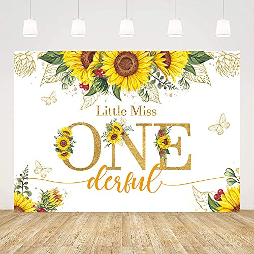 Ticuenicoa 7x5ft 1st Birthday Backdrop for Girl Sunflower Backdrops for Photography Little Miss Onederful Birthday Background First Bday Party Cake Table Banner Newborn Baby Shower Photo Booth Props Ticuenicoa 7x5ft 1st Birthday Backdrop for Girl Sunflower Backdrops for Photography Little Miss Onederful Birthday Background First Bday Party Cake Table Banner Newborn Baby Shower Photo Booth Props