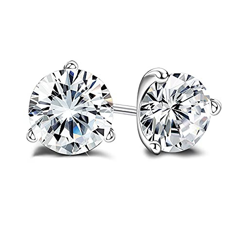 Milacolato 18K Gold Plated Sterling Silver Brilliant Cut Simulated Diamond Cubic Zirconia Stud Earrings for Women- 4MM Milacolato 18K Gold Plated Sterling Silver Brilliant Cut Simulated Diamond Cubic Zirconia Stud Earrings for Women- 4MM