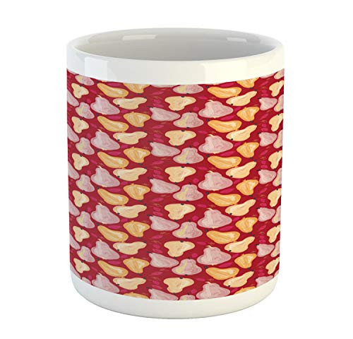 Ambesonne Fruit Art Mug- Pears and Leaves in Abstract Design Watercolor Art Paint Print- Ceramic Coffee Mug Cup for Water Tea Drinks- 11 oz- Raspberry and Multicolor