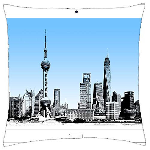 LESGAULEST Throw Pillow Cover -24x24 inch- - Tablet Technology Shanghai China Asia Skyline LESGAULEST Throw Pillow Cover -24x24 inch- - Tablet Technology Shanghai China Asia Skyline