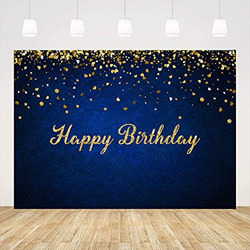 Ticuenicoa 7x5ft Happy Birthday Backdrop for Men Royal Blue Backdrops for Photography Golden Glitter Dots Background Kids 1st Birthday Banner Women Bday Cake Table Decorations Photo Booth Props Ticuenicoa 7x5ft Happy Birthday Backdrop for Men Royal Blue Backdrops for Photography Golden Glitter Dots Background Kids 1st Birthday Banner Women Bday Cake Table Decorations Photo Booth Props
