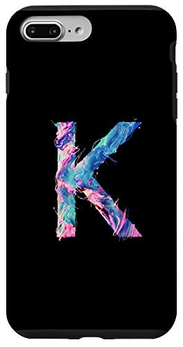 iPhone 7 Plus/8 Plus Cool Modern Letter K Abstract Paint Pattern on Black AAN012k Case