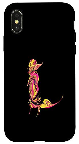 iPhone X/XS Cool Modern Letter L Abstract Paint Pattern on Black AAN012l Case