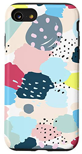 iPhone SE -2020- / 7 / 8 Paint Splatter Blue Pink Mint White Abstract Pattern AEN124 Case