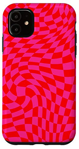iPhone 11 Crazy Trippy Checkers Checkerboard Trendy Psychedelic Phone Case