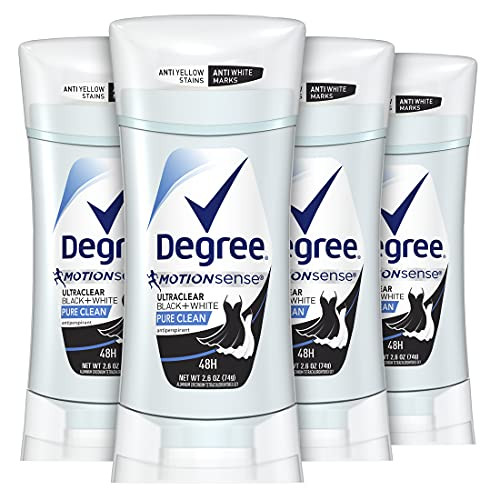 Degree UltraClear Antiperspirant for Women Protects from Deodorant Stains Pure Clean Deodorant for Women 2.6 OZ 4 Count Degree UltraClear Antiperspirant for Women Protects from Deodorant Stains Pure Clean Deodorant for Women 2.6 OZ 4 Count