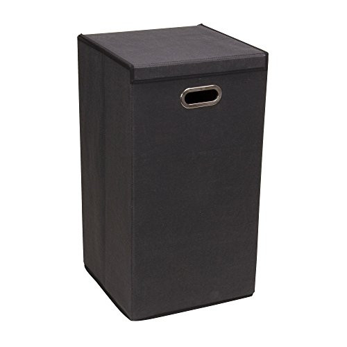 Household Essentials 5616-1 Collapsible Single Laundry Hamper with Magnetic Lid - Black