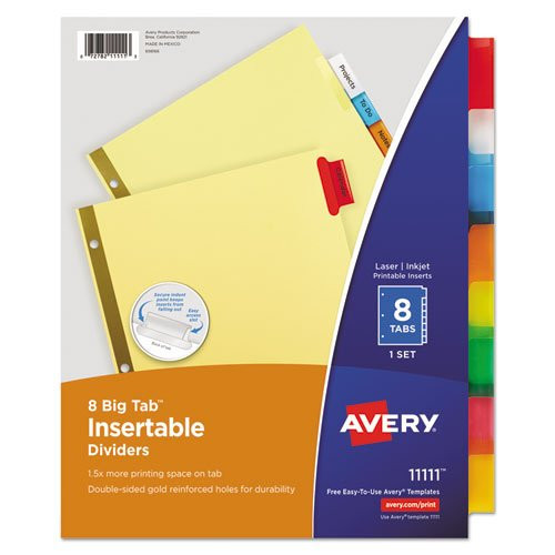 WorkSaver Big Tab Reinforced Dividers- Multicolor Tabs- 8-Tab- Ltr- Buff- 1/Set