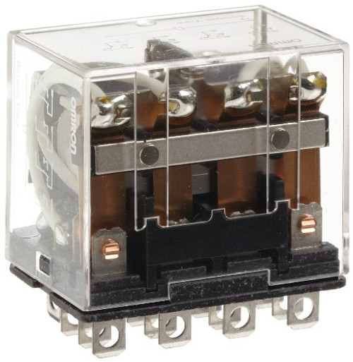 Omron LY4-AC240 General Purpose Relay- Standard Type- Plug-In/Solder Terminal- Standard Bracket Mounting- Single Contact- Quadruple Pole Double Throw Contacts- 11 mA at 50 Hz and 9.5 mA at 60 Hz Rated Load Current- 240 VAC Rated Load Voltage