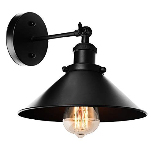 ALLTRUST Premium Retro Industrial Edison Simplicity Metal Wall Sconce Light Fixture Upgrade Black Finish Shade Vintage Arm Wall Lamp E26 Base(Hardwired x 1 Pack) ALLTRUST Premium Retro Industrial Edison Simplicity Metal Wall Sconce Light Fixture Upgrade Black Finish Shade Vintage Arm Wall Lamp E26 Base(Hardwired x 1 Pack)